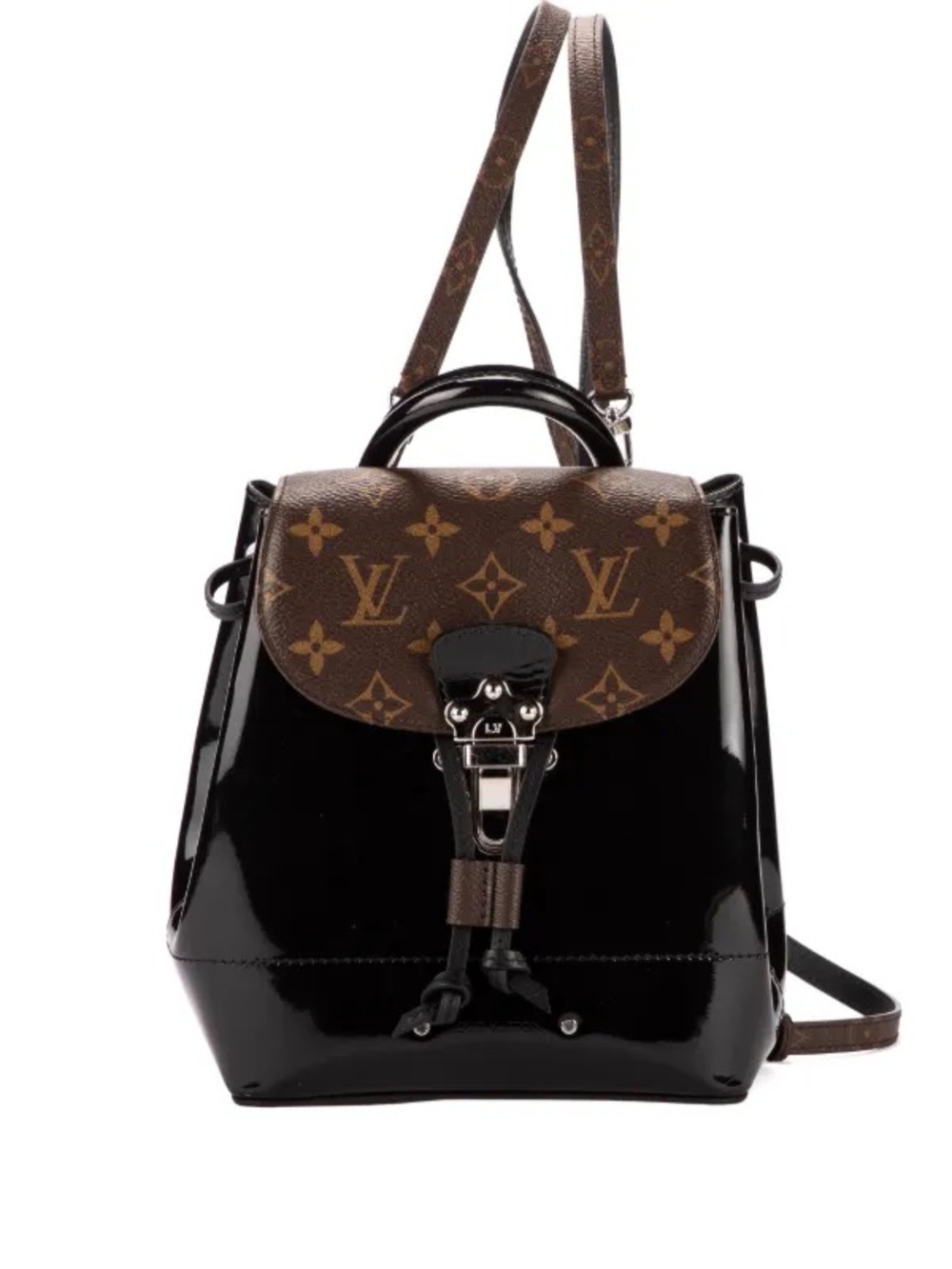 Louis Vuitton Black Patent & Brown Monogram Small Backpack, Original Box, Unused - Picture 1 of 5